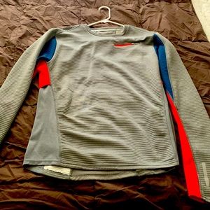 PUMA Men’s XL SportLifestyle Long Sleeve Shirt Gray/Red/Blue Zip Pocket